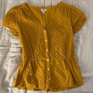 yellow J crew top